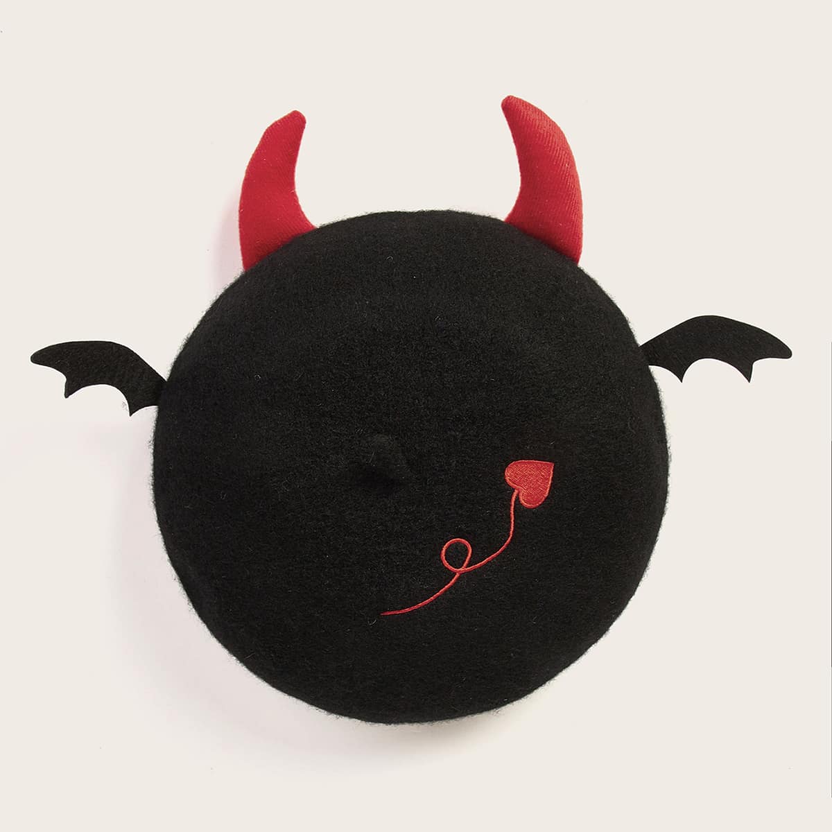 

Halloween Horn Decor Beret, Black