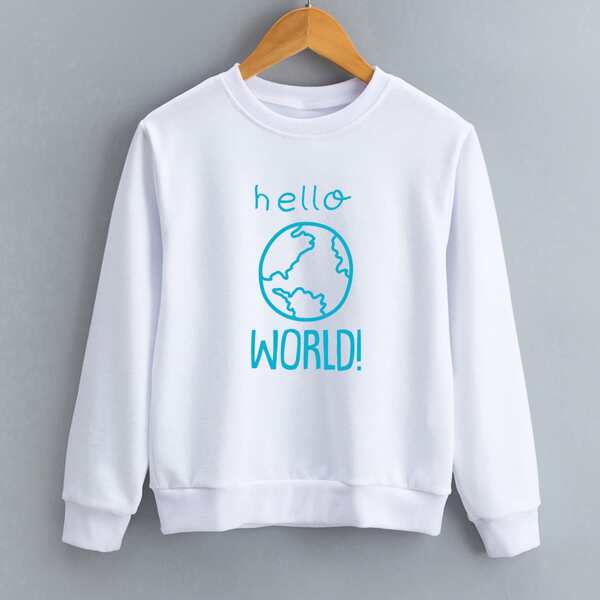 

Boys Earth & Letter Graphic Sweatshirt, White