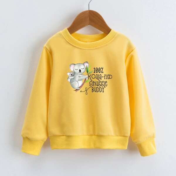 

Toddler Boys Cartoon Koala & Slogan Graphic Sweatshirt, Yellow