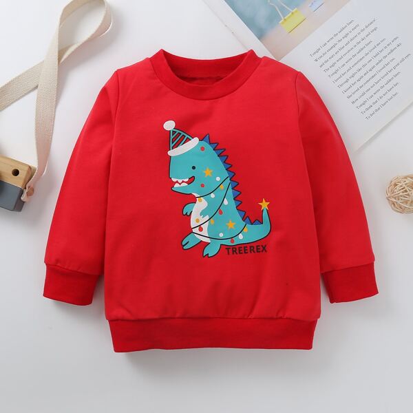 

Baby Boy Cartoon & Letter Graphic Sweatshirt, Red