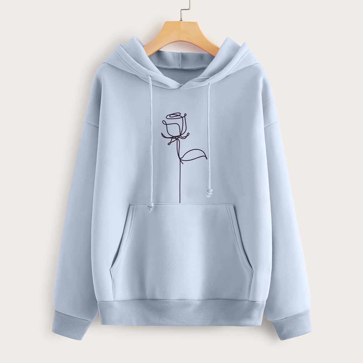 

Rose Graphic Oversized Hoodie, Baby blue