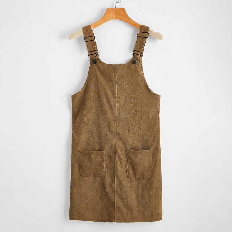 

Corduroy Pocket Pinafore Dress, Brown