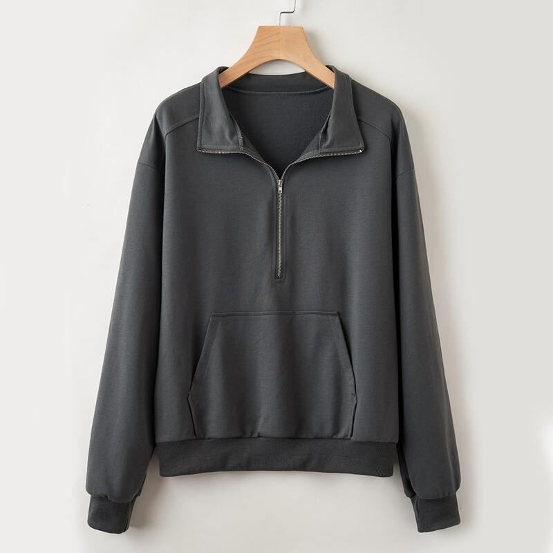 

Solid Half Zip Sweatshirt, Dark grey