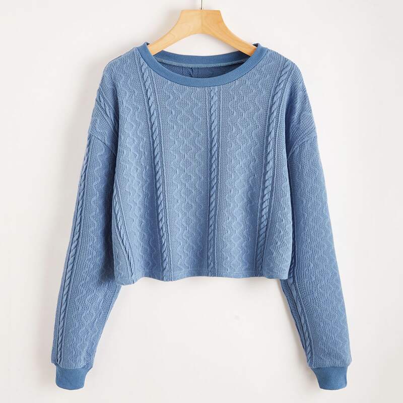 

Cable Knit Sweater, Dusty blue
