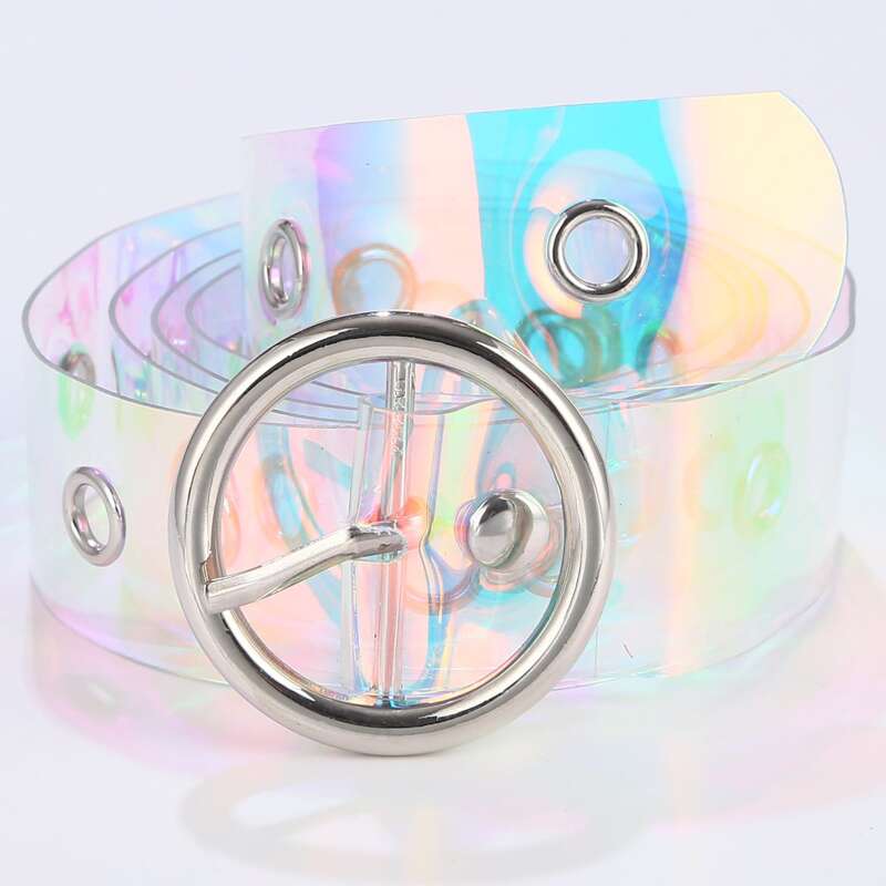 

Holographic Clear Buckle Belt