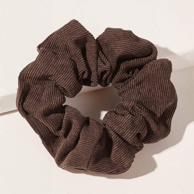 

Solid Corduroy Scrunchie, Coffee brown