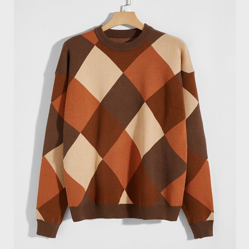 

Guys Argyle Pattern Sweater, Multicolor