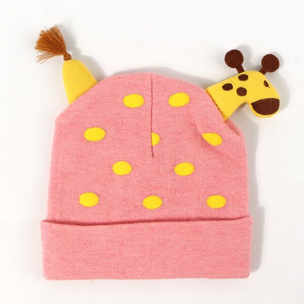 

Baby Polka Dot Print Beanie, Pink