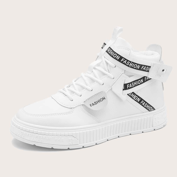 

Men Letter Graphic High Top Sneakers, White