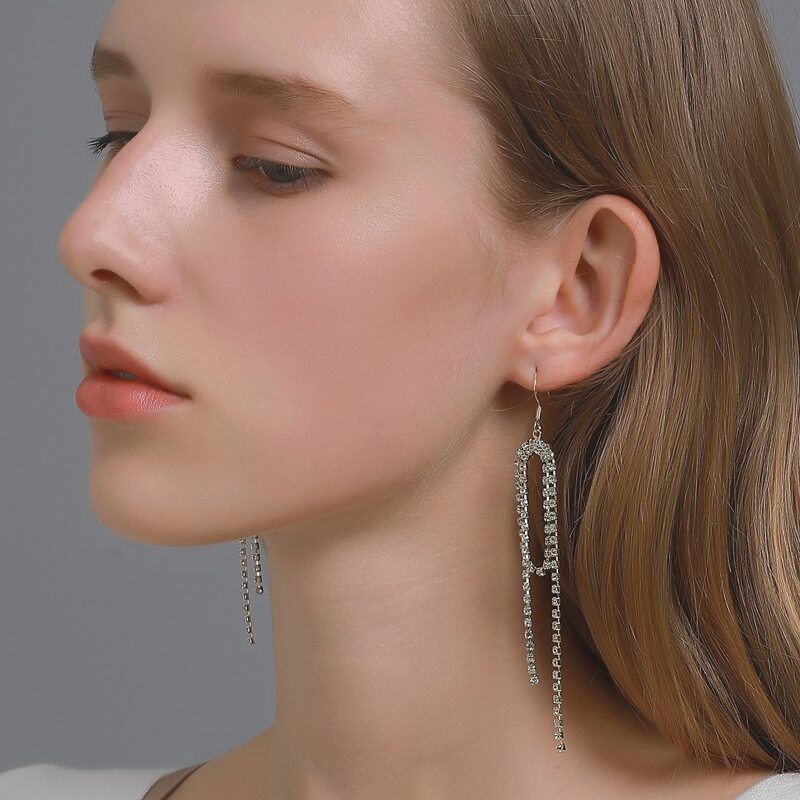 

Rhinestone Tassel Drop Earrings, Silver