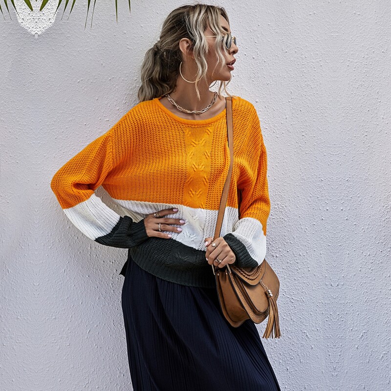 

Cut And Sew High Low Sweater Without Belt, Multicolor