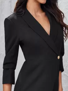 Firerie Shawl Neck Wrap Front Romper - Black - View 4