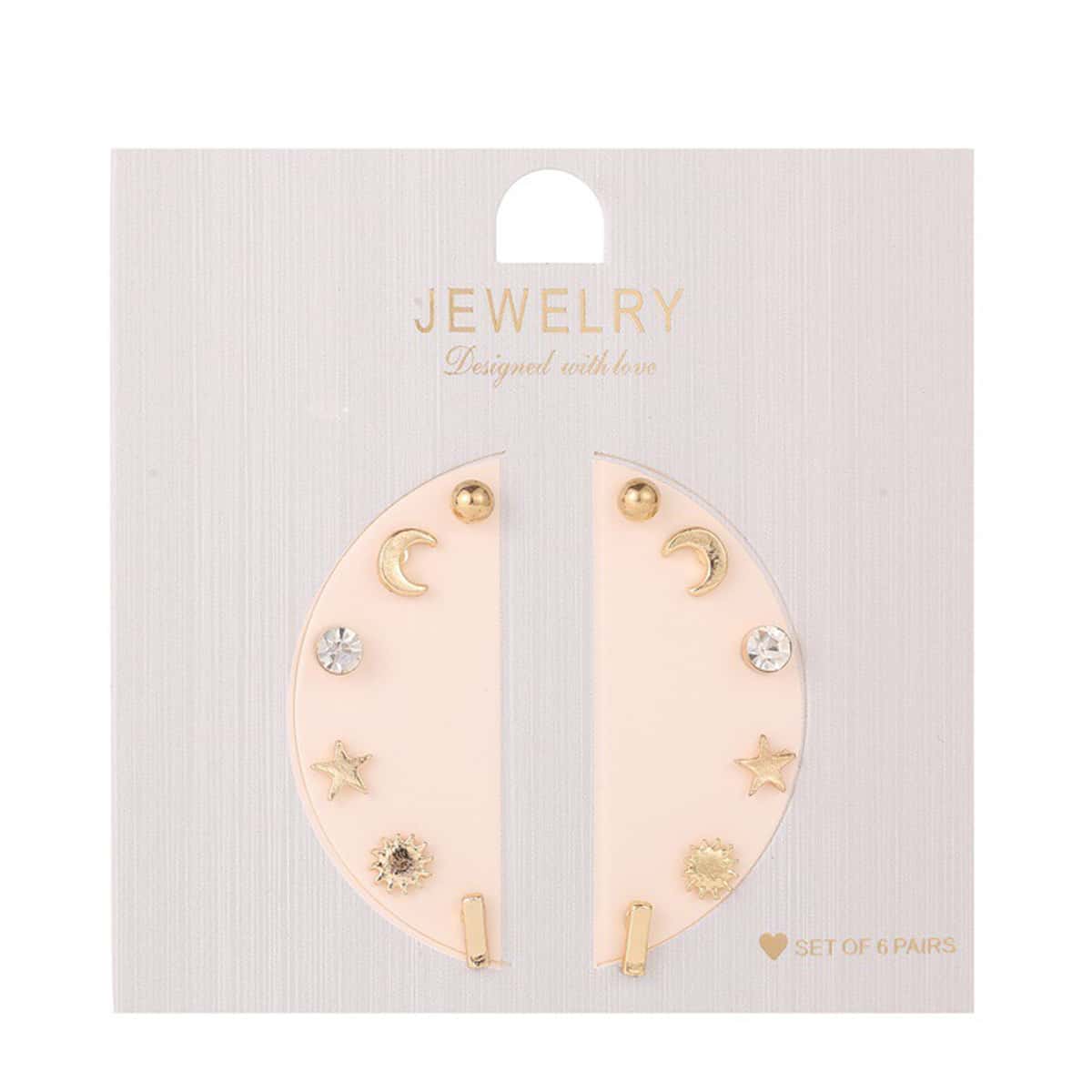 

6pairs Shell Stud Earrings, Gold