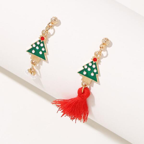 

Christmas Tree Charm Mismatched Drop Earrings, Multicolor