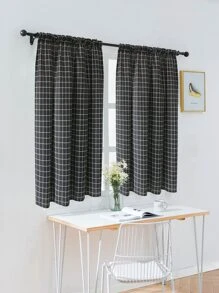 Rèm ngắn một bảng điều khiển kẻ sọc - Đen và trắng - Xem 2