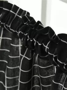 Rèm ngắn một bảng điều khiển kẻ sọc - Đen và trắng - Xem 3