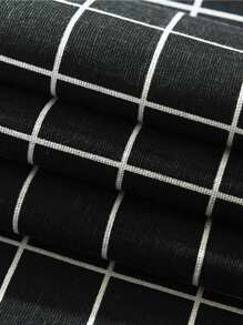 Rèm ngắn một bảng điều khiển kẻ sọc - Đen và trắng - Xem 4