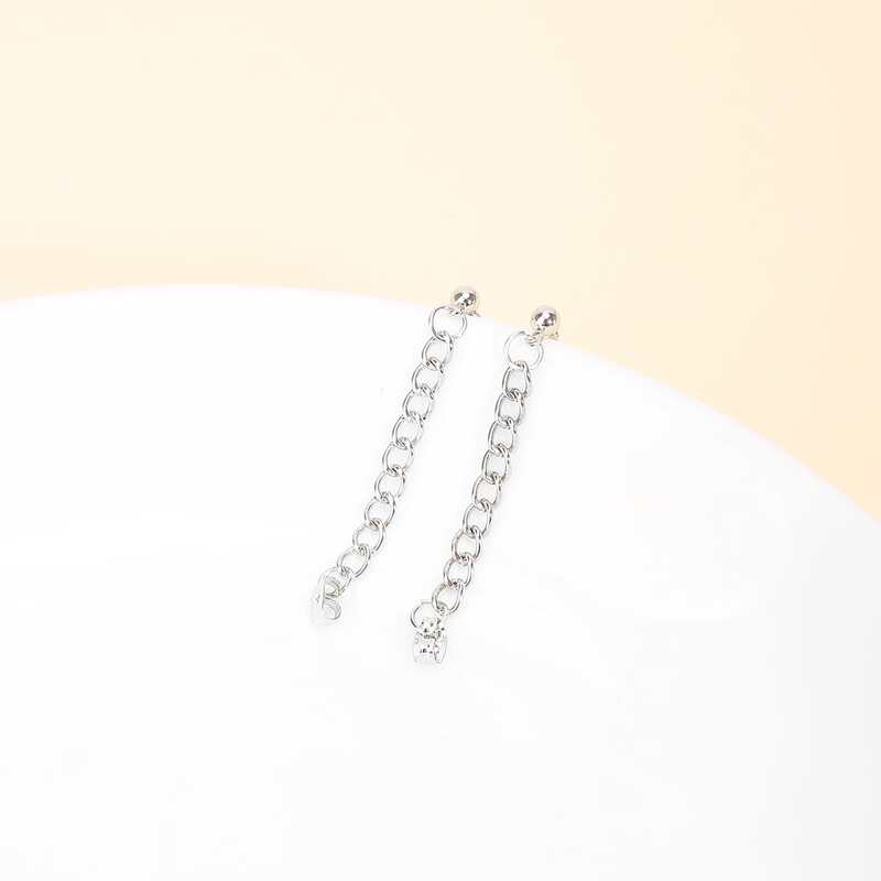 

Chain Design Drop Earrings, Silver