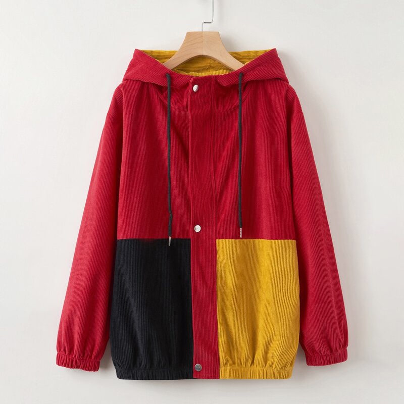 

Corduroy Colorblock Button Front Jacket, Multicolor