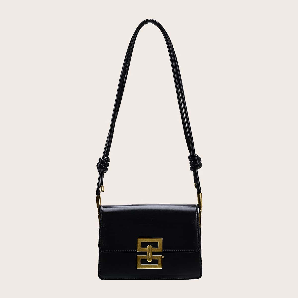 

Metal Decor Shoulder Bag, Black