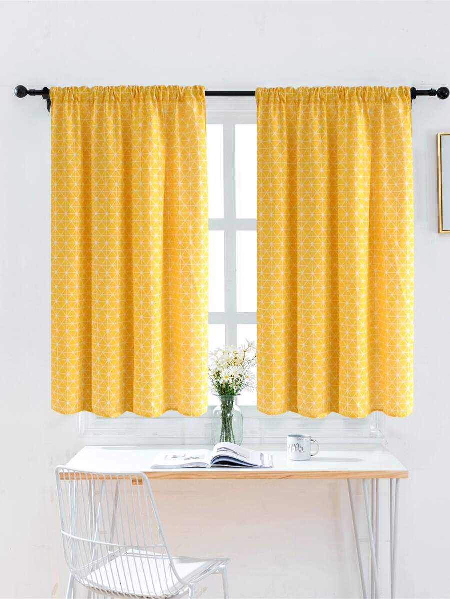 1pc Short Modern Simple Style Curtain For Kitchen Balcony, Home - Yellow - View 1