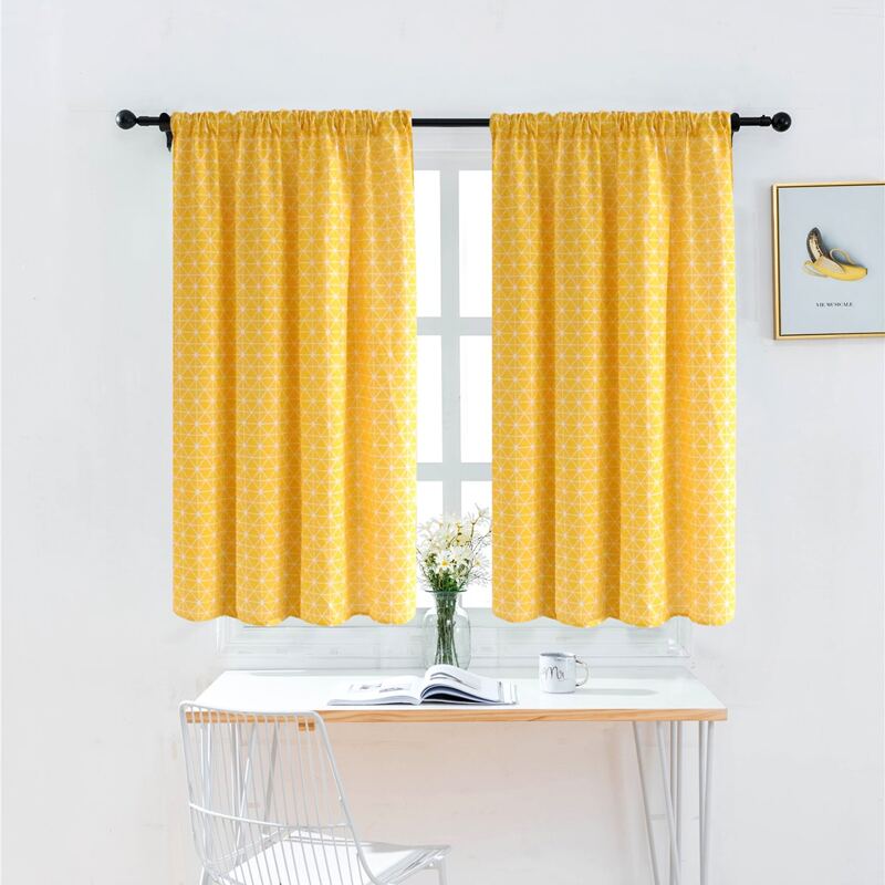 

Geometric Pattern Single Panel Short Curtain, Yellow