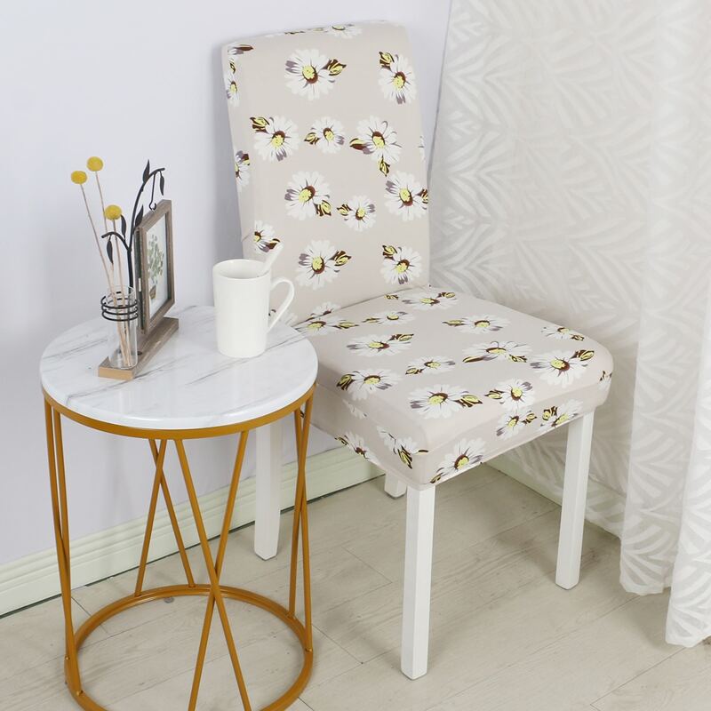 

Flower Print Stretchy Chair Cover, Beige