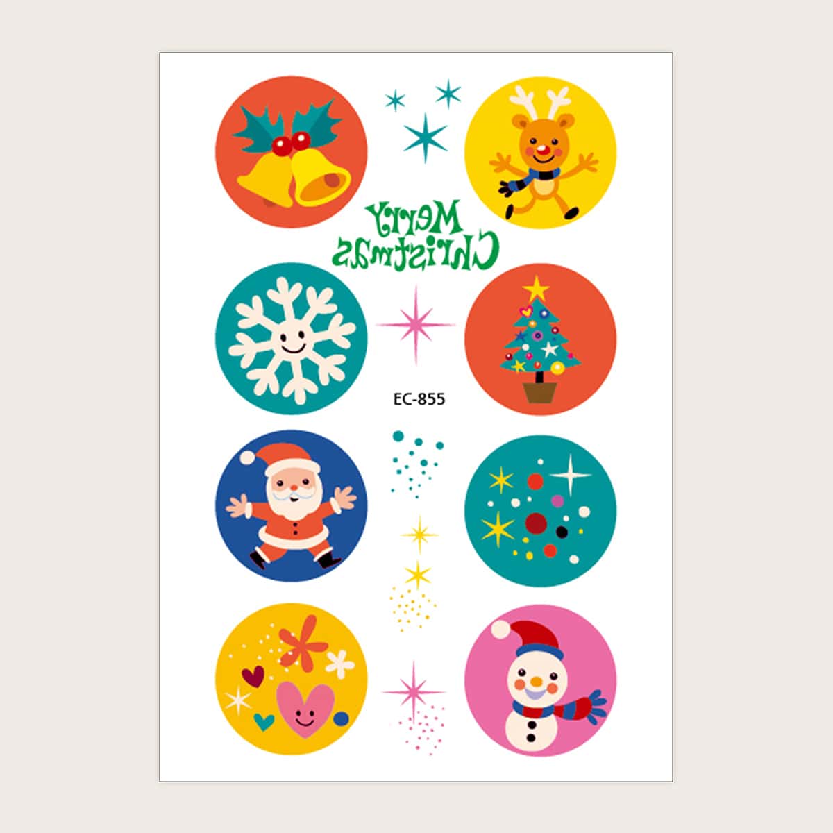 

1sheet Christmas Pattern Tattoo, Multicolor