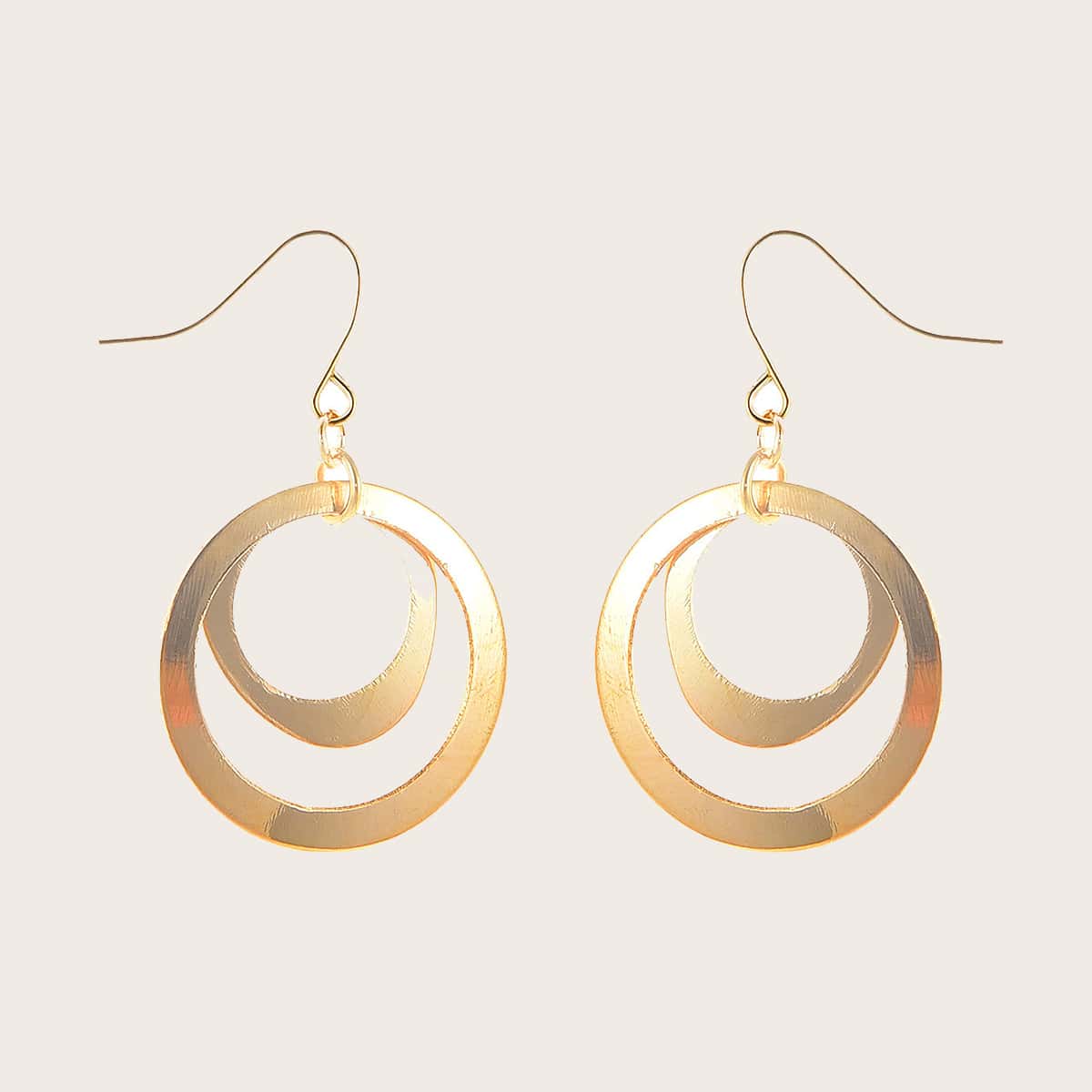 

Circle Shaped Drop Earrings, Gold