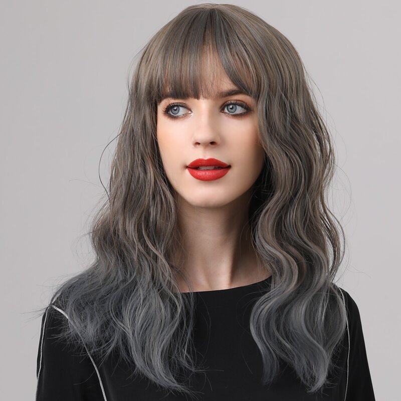 

Long Curly Hair Wig With Bangs, Multicolor