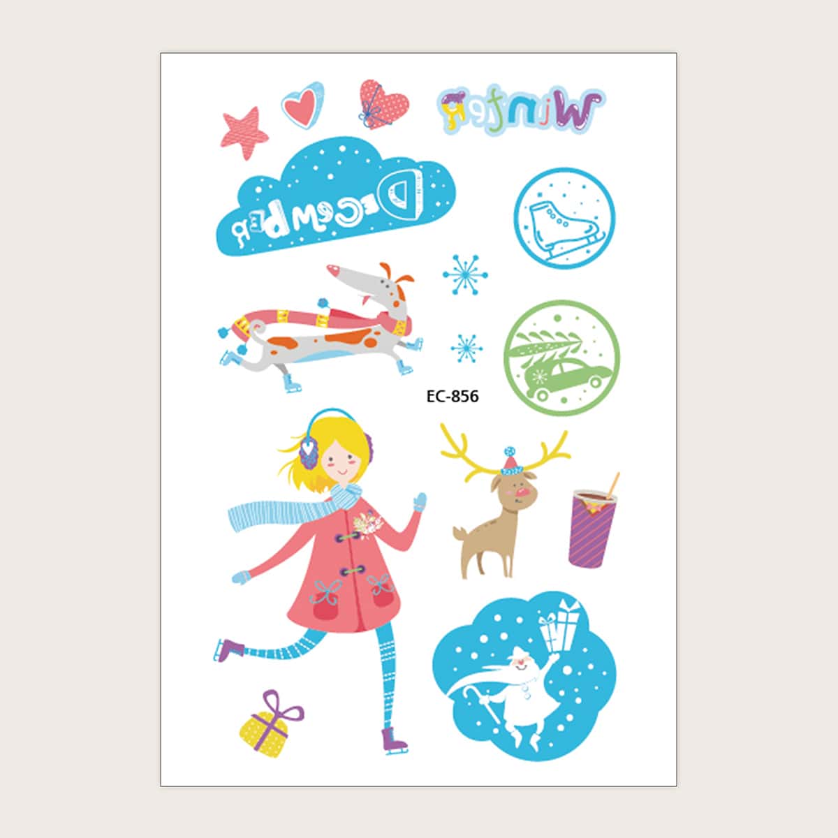 

1sheet Christmas Pattern Tattoo, Multicolor