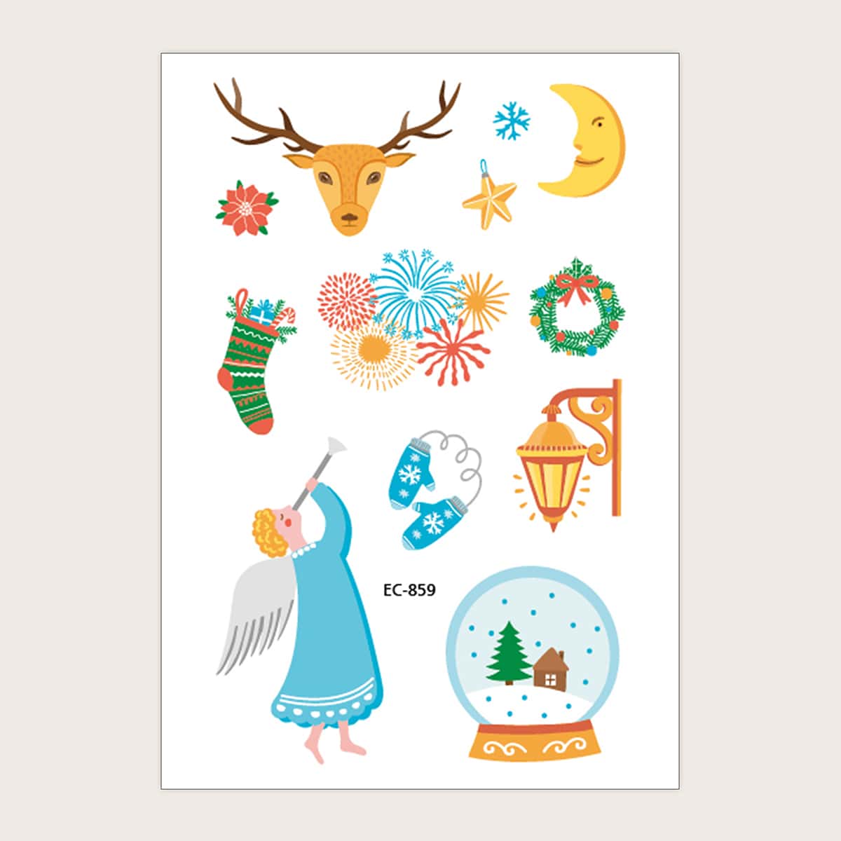 

1sheet Christmas Pattern Tattoo, Multicolor