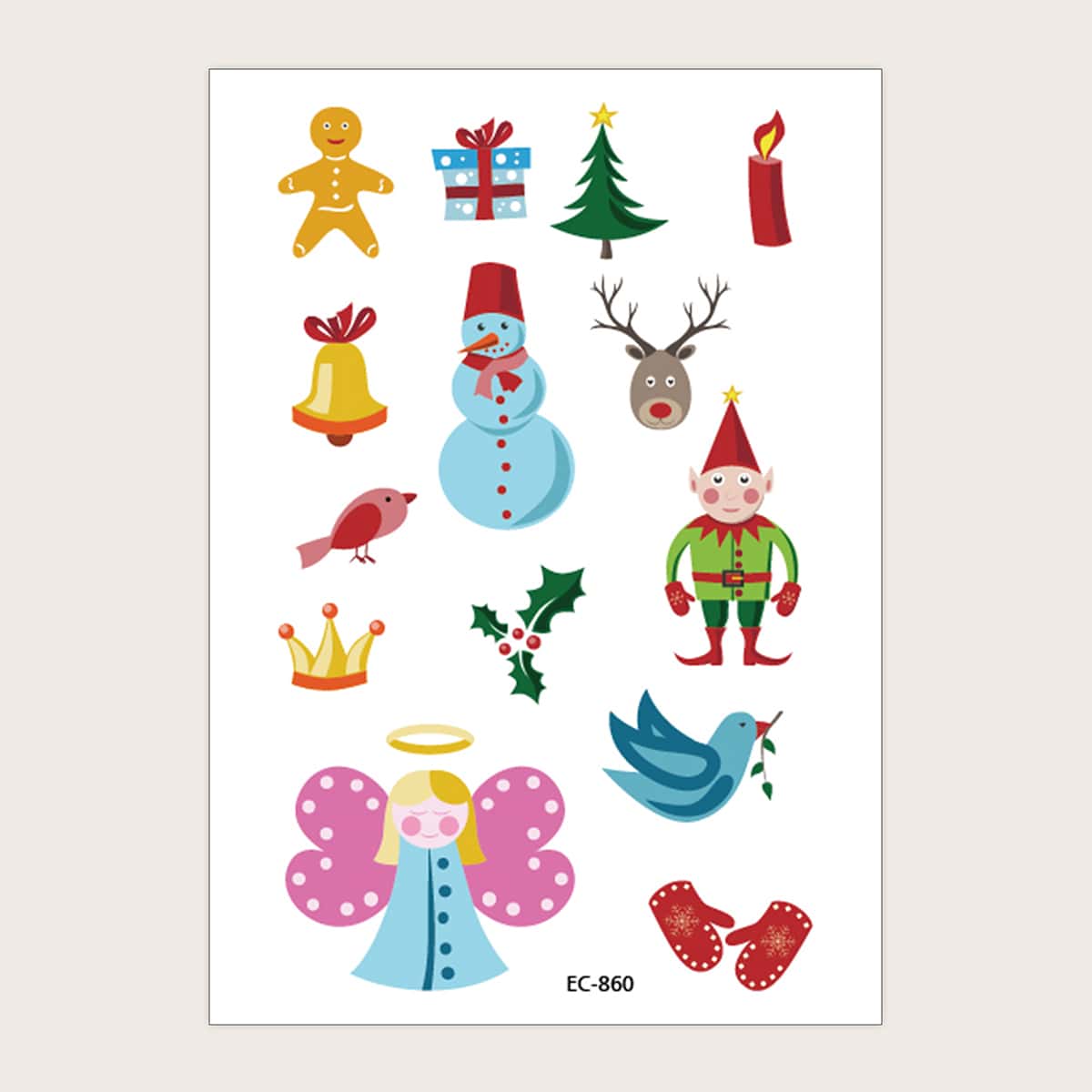 

1sheet Christmas Pattern Tattoo, Multicolor