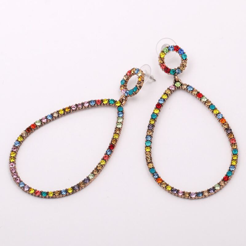 

Rhinestone Decor Water Drop Earrings, Multicolor