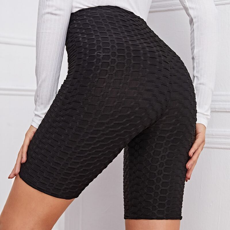 

High Waist Textured Leggings, Black