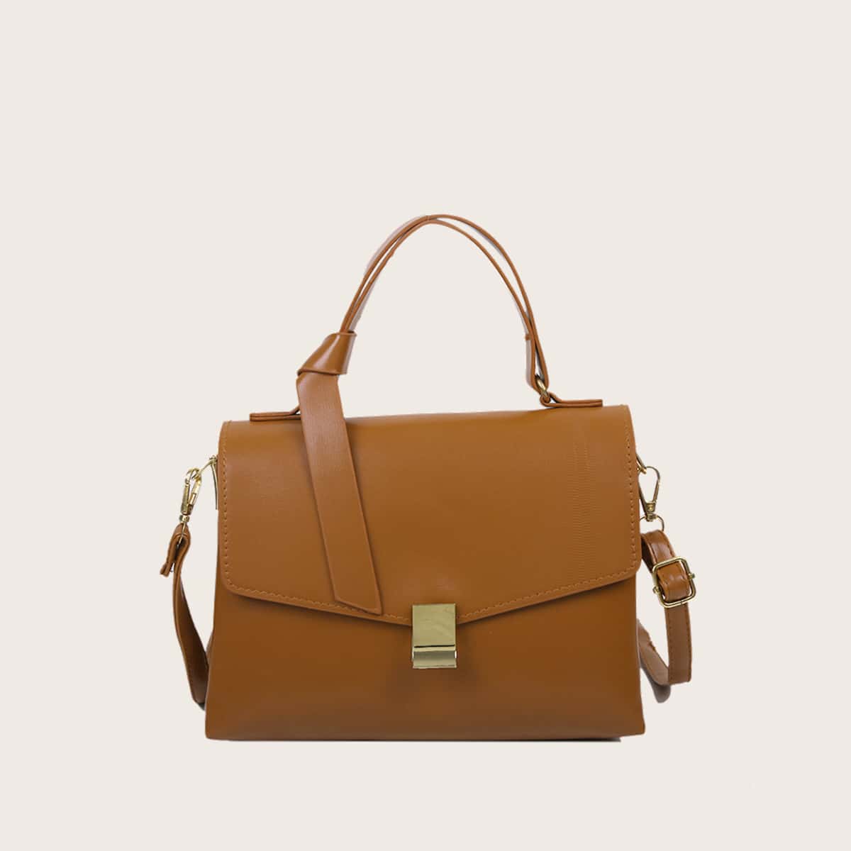 

Solid Knot Satchel Bag, Brown