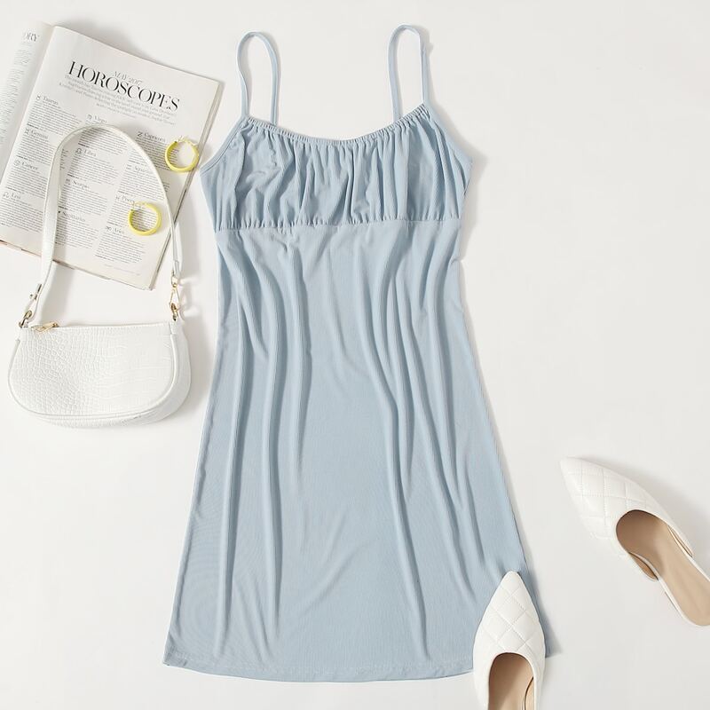 

Ruched Bust Cami Dress, Baby blue