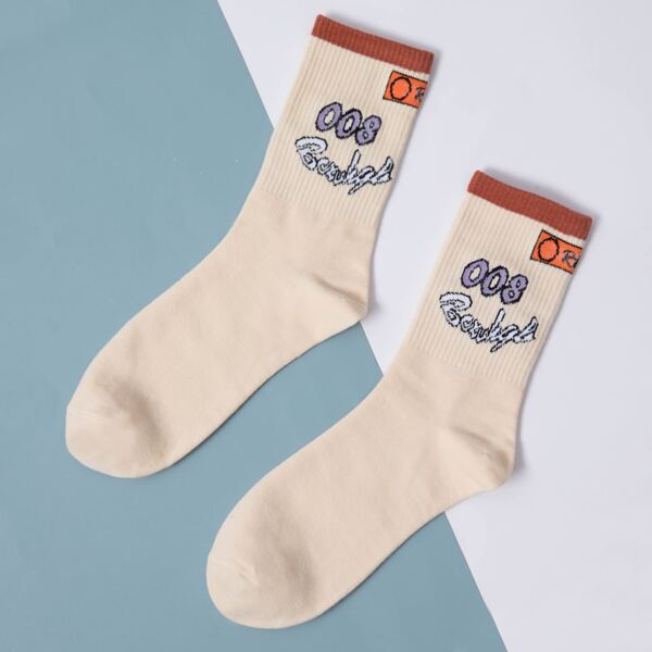 

Number Pattern Socks, Multicolor