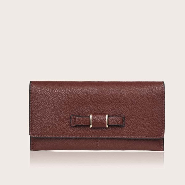 

Snap Button Flap Purse With Card Slot, Brown