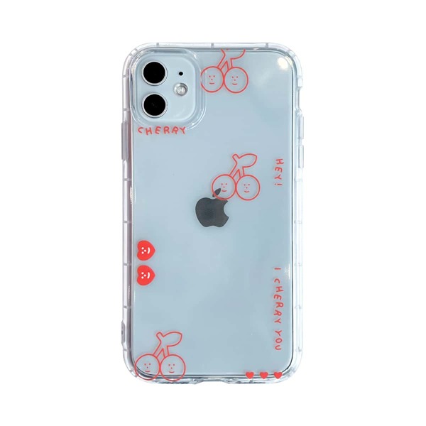 

Прозрачный чехол для iPhone с принтом вишни