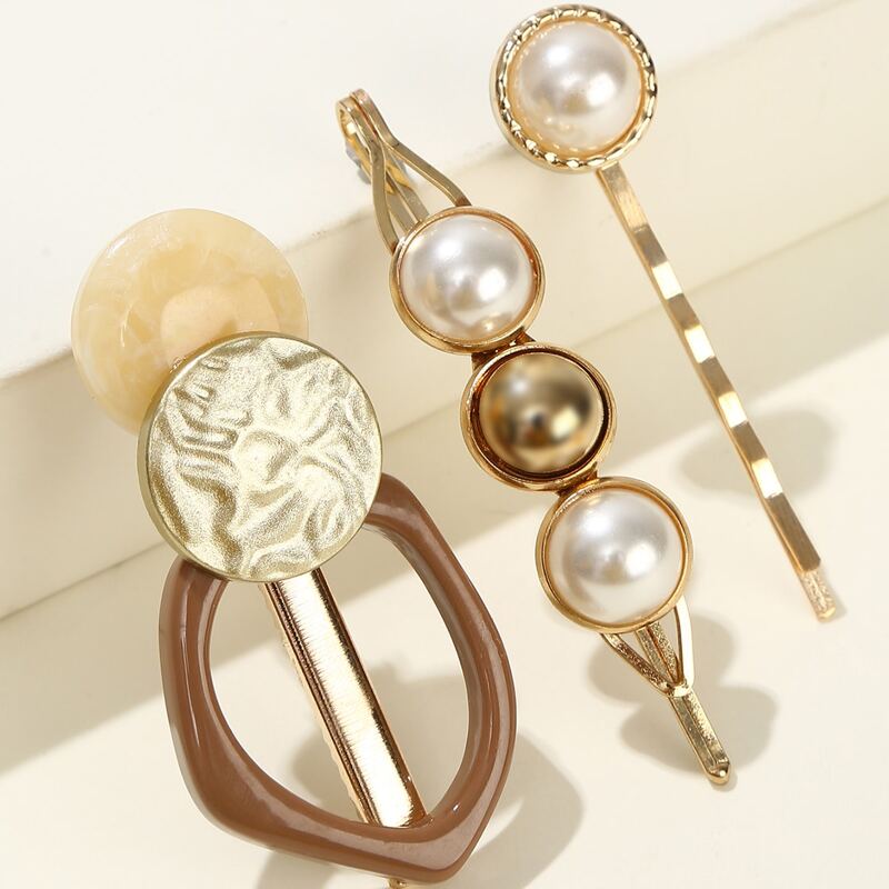 

3pcs Faux Pearl Decor Hair Clip, Multicolor