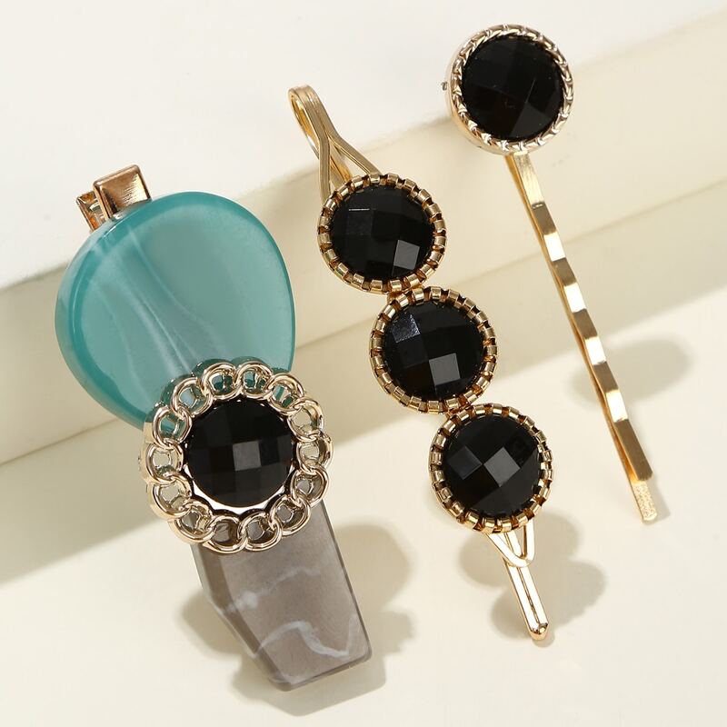 

3pcs Rhinestone Decor Hair Clip, Multicolor