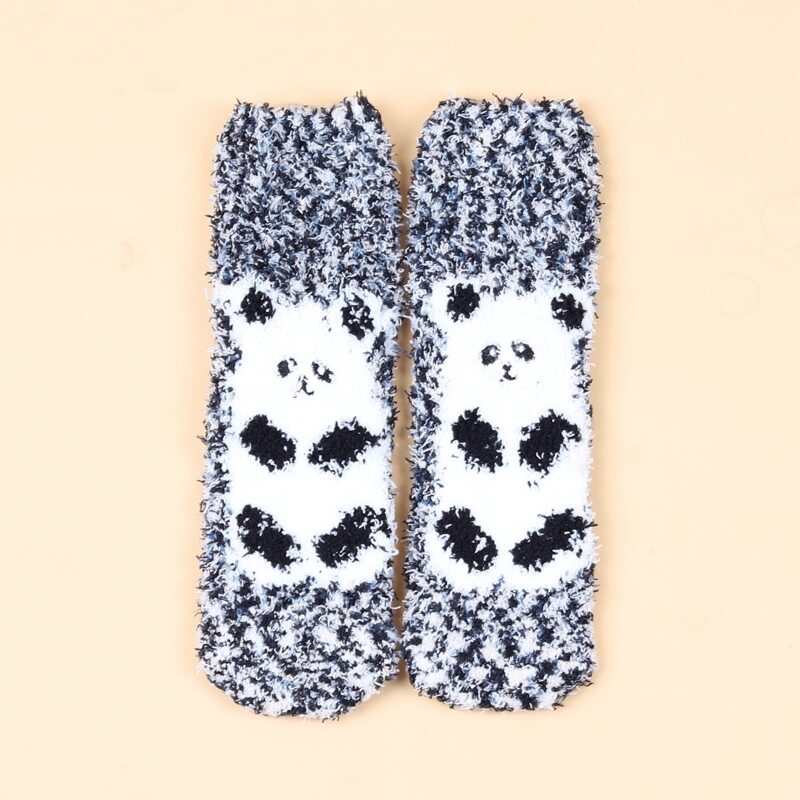 

Cartoon Graphic Fuzzy Socks, Black and white