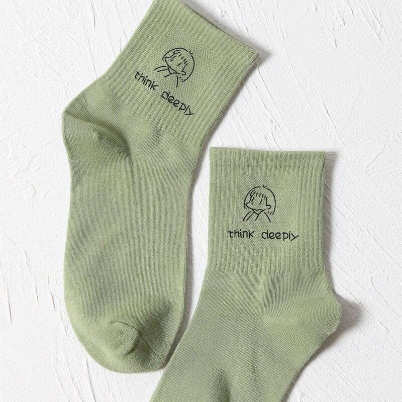 

Figure & Letter Graphic Socks, Green