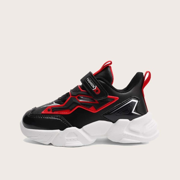 

Boys Color Block Velcro Strap Sneakers, Black