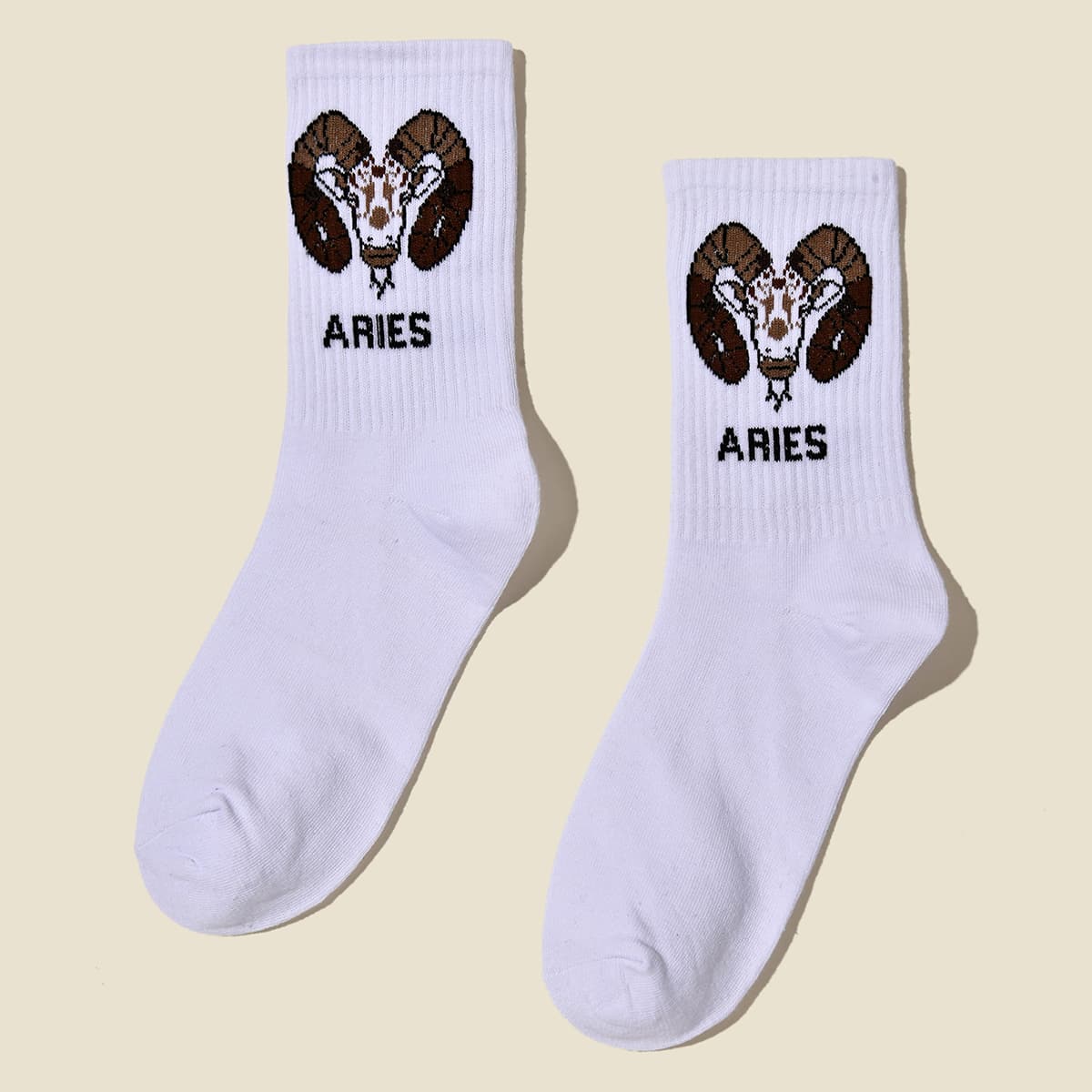 

Letter Graphic Socks, White