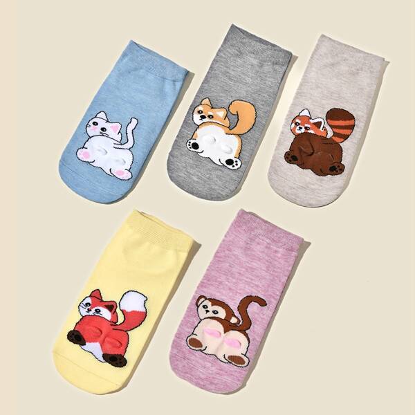 

5pairs Cartoon Graphic Socks, Multicolor