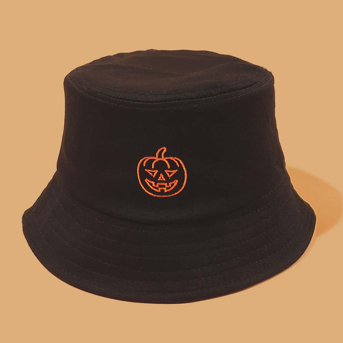 

Guys Pumpkin Embroidery Bucket Hat, Black