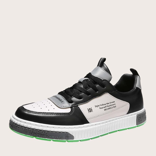 

Men Letter Graphic Lace-up Front Skate Shoes, Black