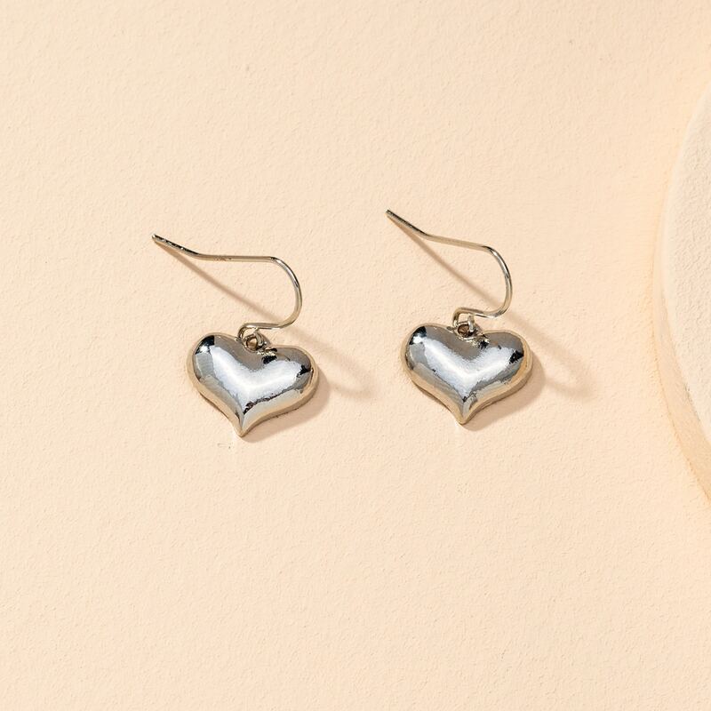 

Heart Decor Drop Earrings, Silver